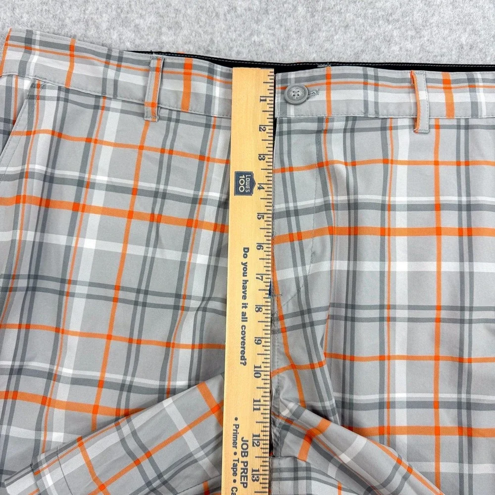 Op Shorts Mens 38 Gray Plaid Microfiber Chino OPFLEX 4 Way Stretch Beach 40x6